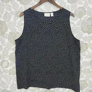 Chico's Polka Dot Tank Top Women's 2/ L Chiffon Layer Slit side 9725